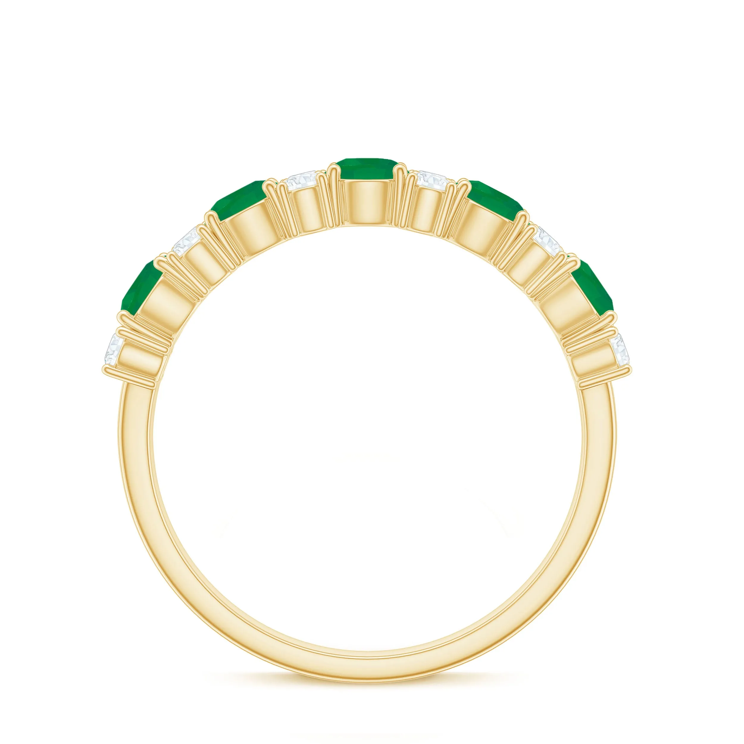 Emerald and Diamond Designer Half Eternity Ring