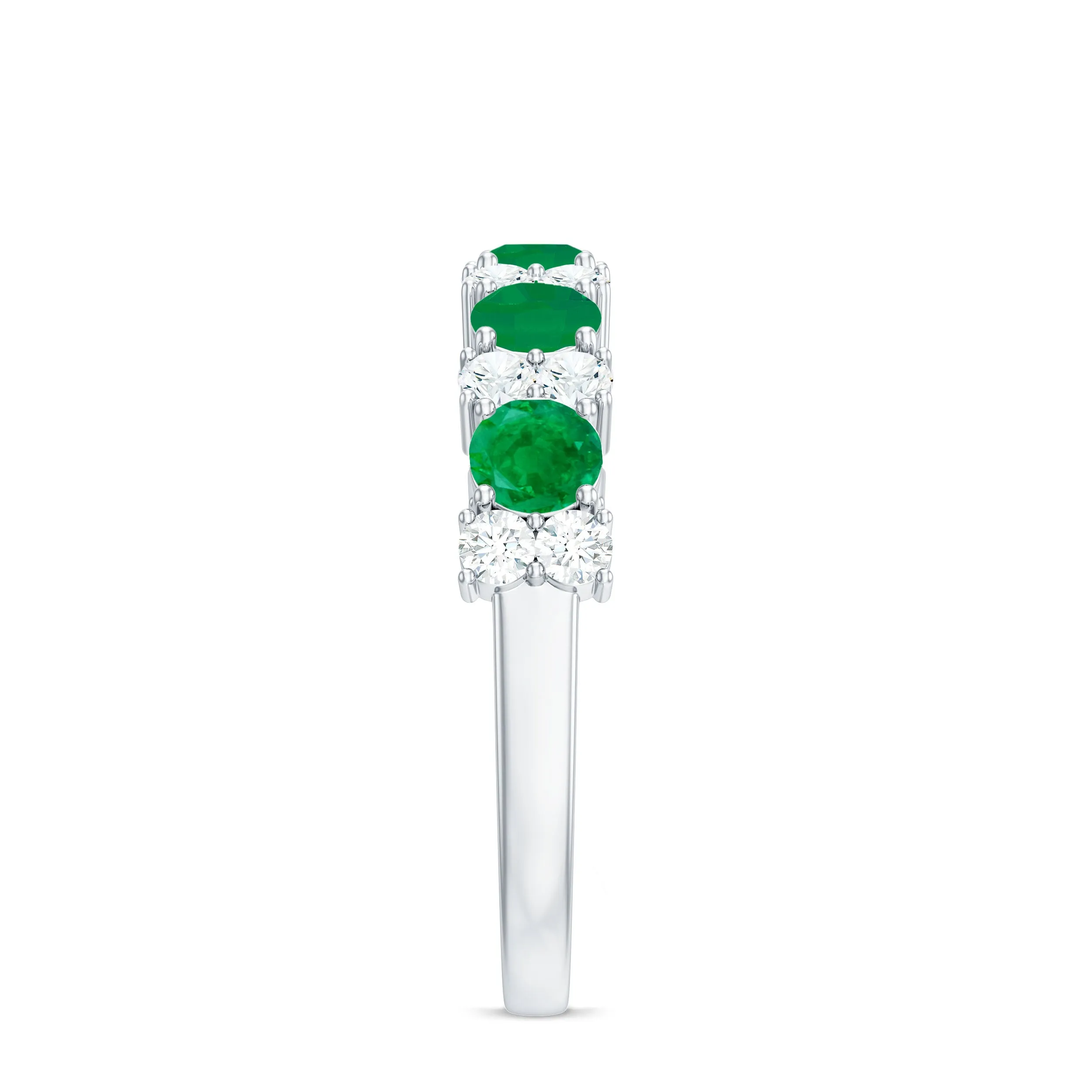 Emerald and Diamond Designer Half Eternity Ring