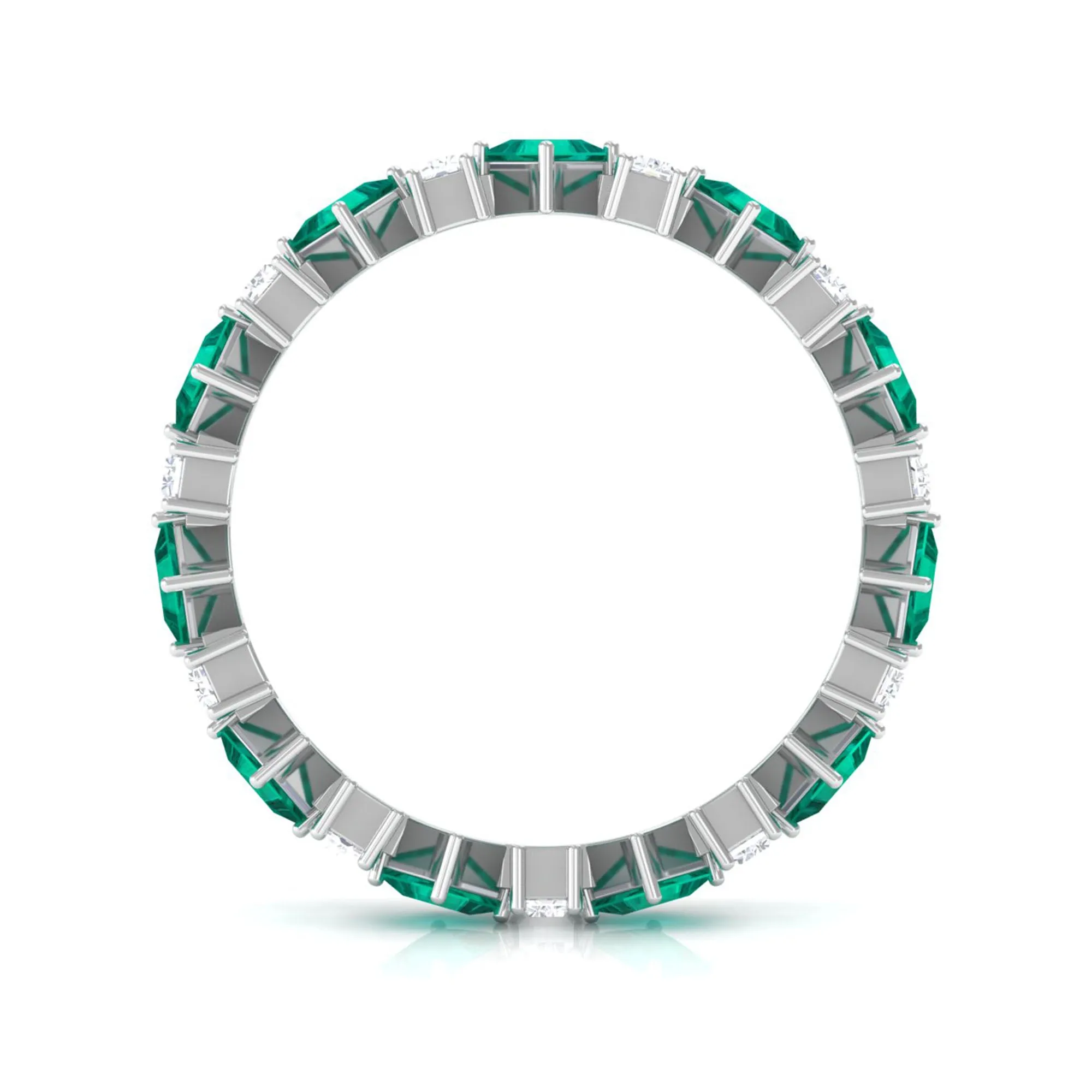 Emerald and Moissanite Eternity Ring in Prong Setting