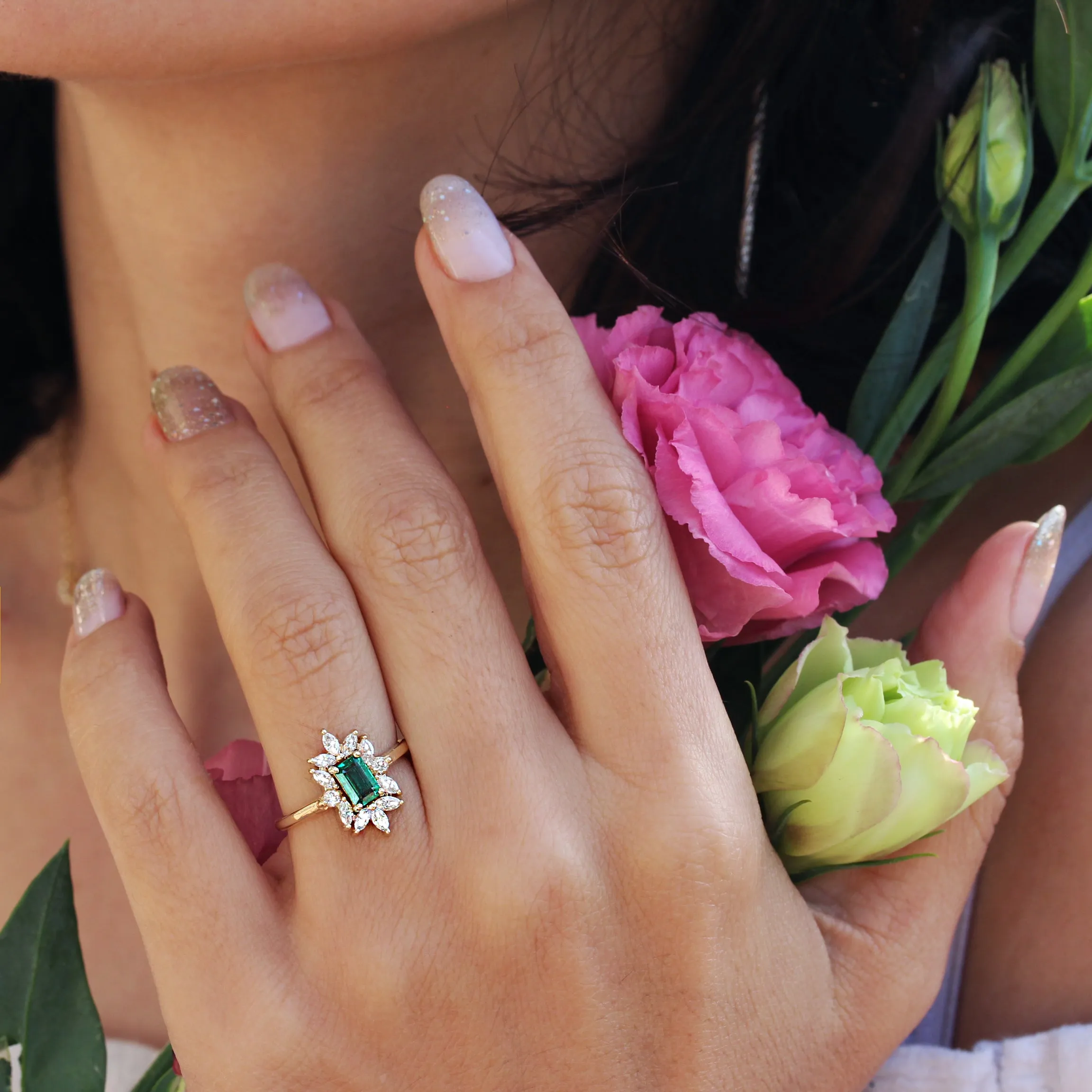 Emerald cut Emerald Engagement ring, Charlotte