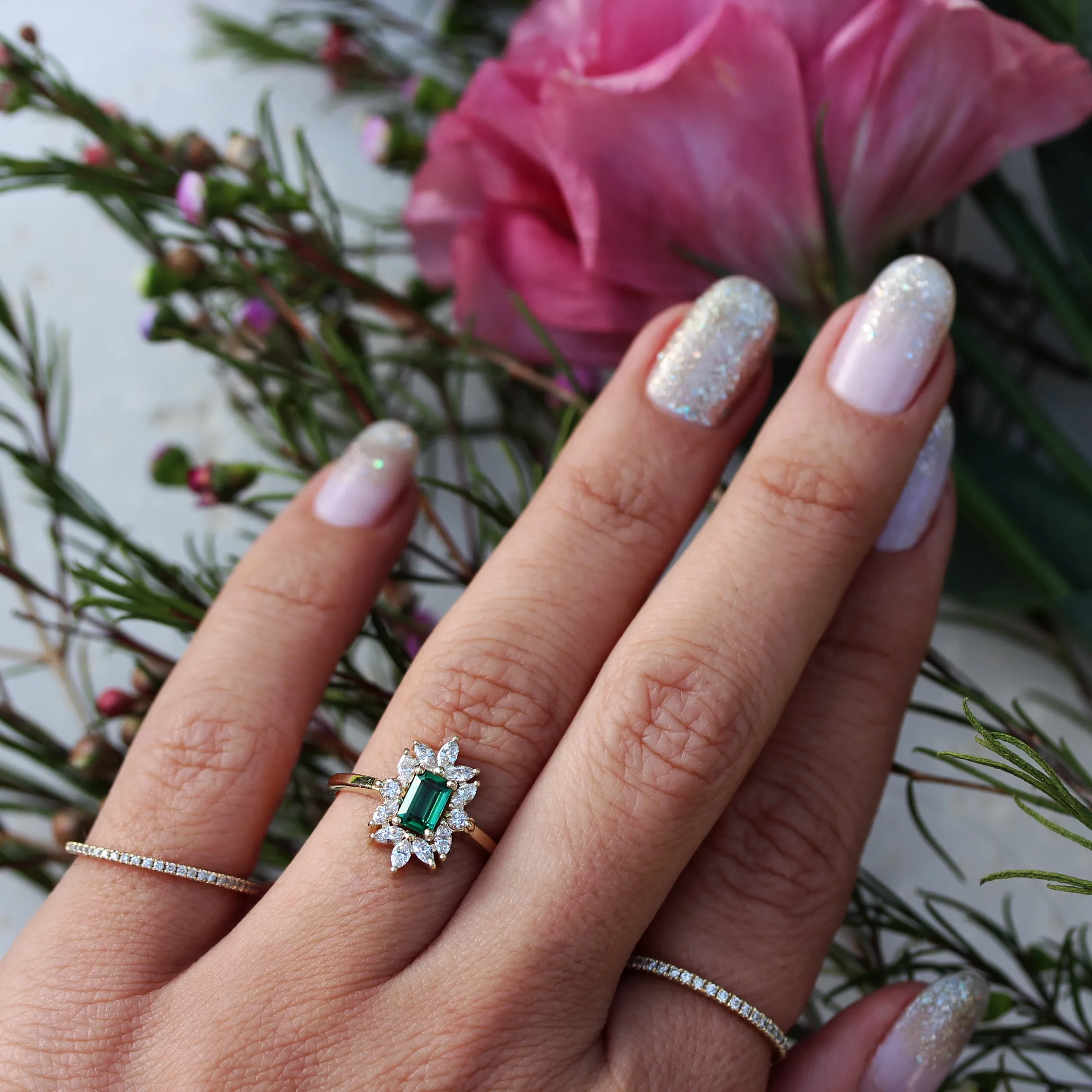 Emerald cut Emerald Engagement ring, Charlotte