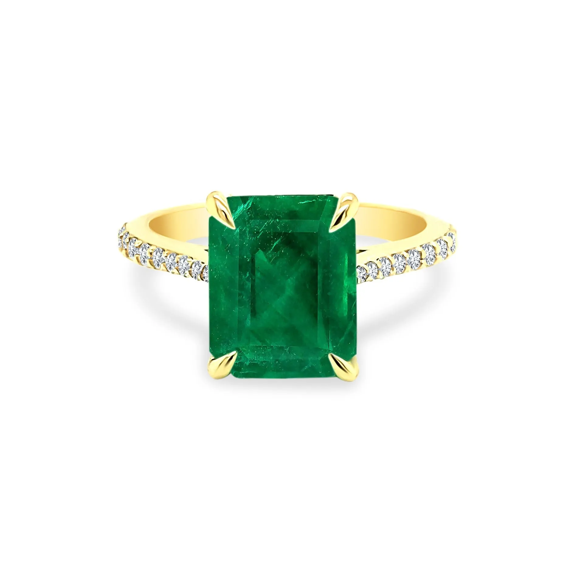 Emerald Gemstone with Diamond Band