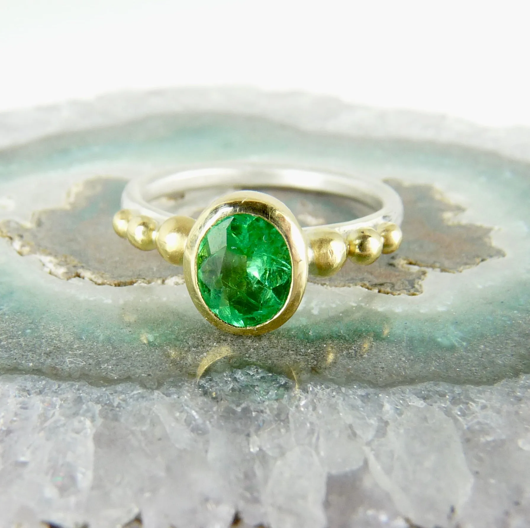 Emerald Granulation Ring