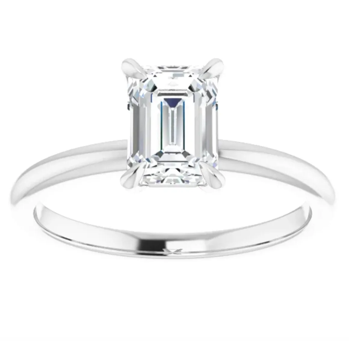 Emerald Moissanite Solitaire Engagement Ring