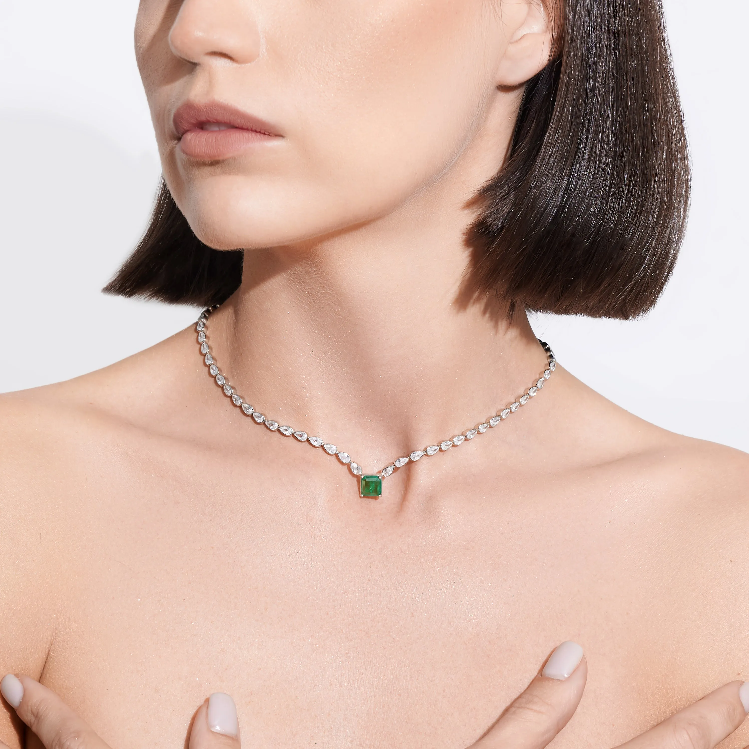 “Empress” Sterling silver emerald choker