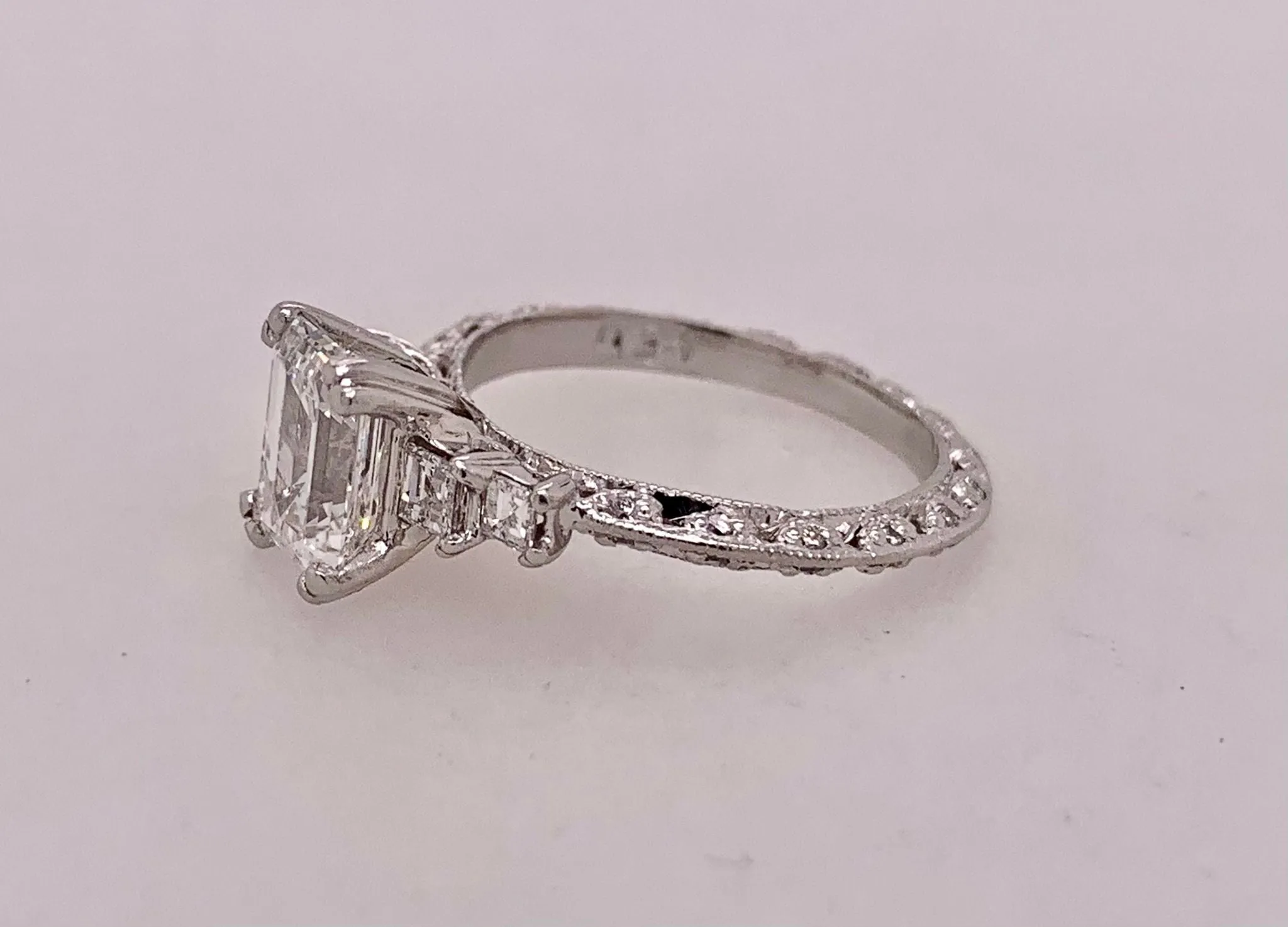 Estate Platinum Tacori Emerald Cut Diamond Ring