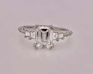 Estate Platinum Tacori Emerald Cut Diamond Ring