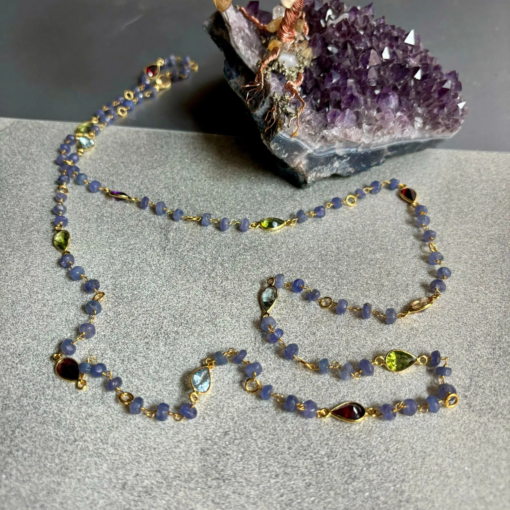 Fleur Necklace With Gemstones