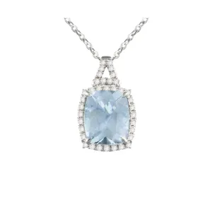 Forever Young Elongated Cushion Cut Aquamarine Pendant Necklace