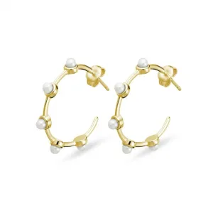 Freshwater Pearl hoop stud earrings small Gold