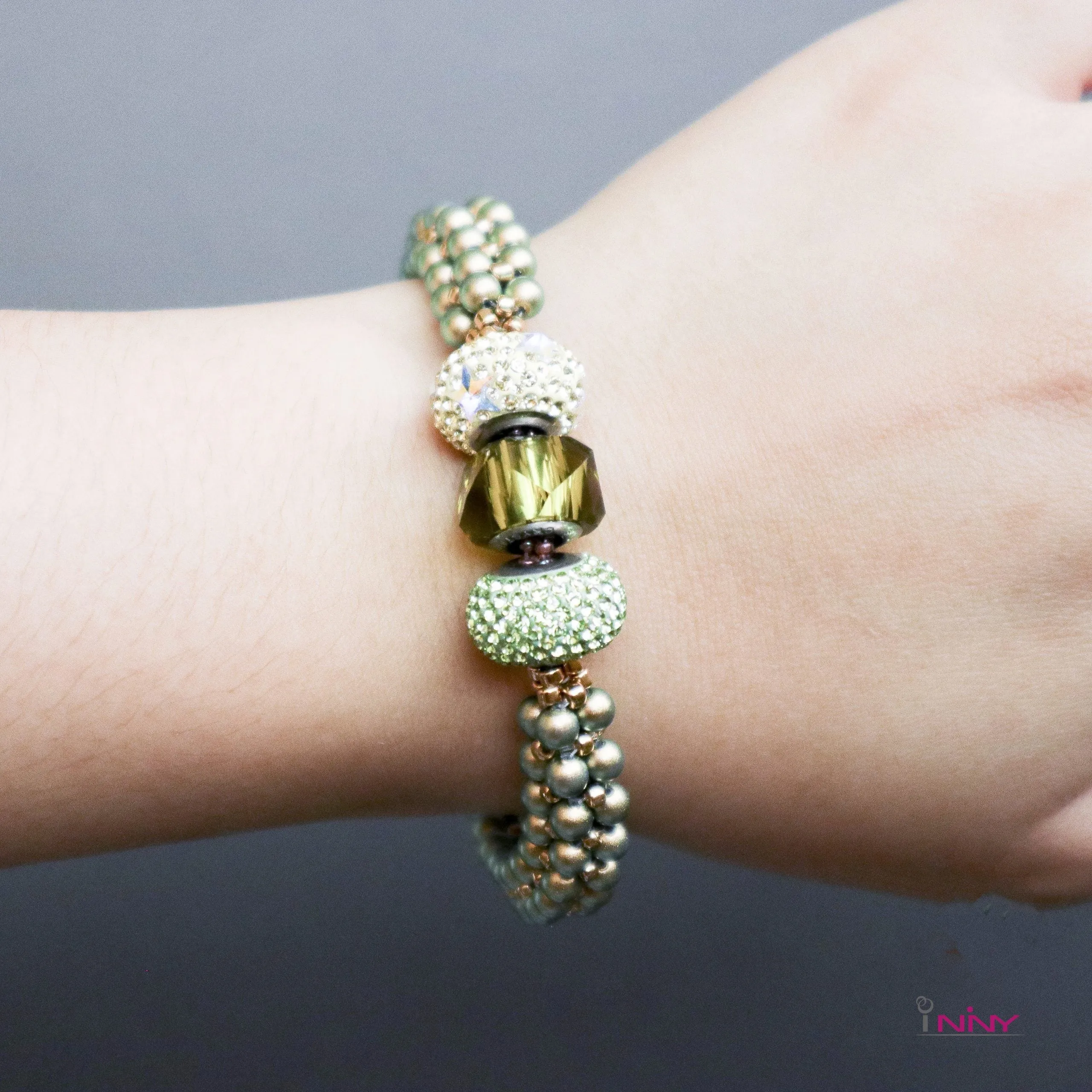 Fun & Delicate Beaded Bracelet with Three Charms