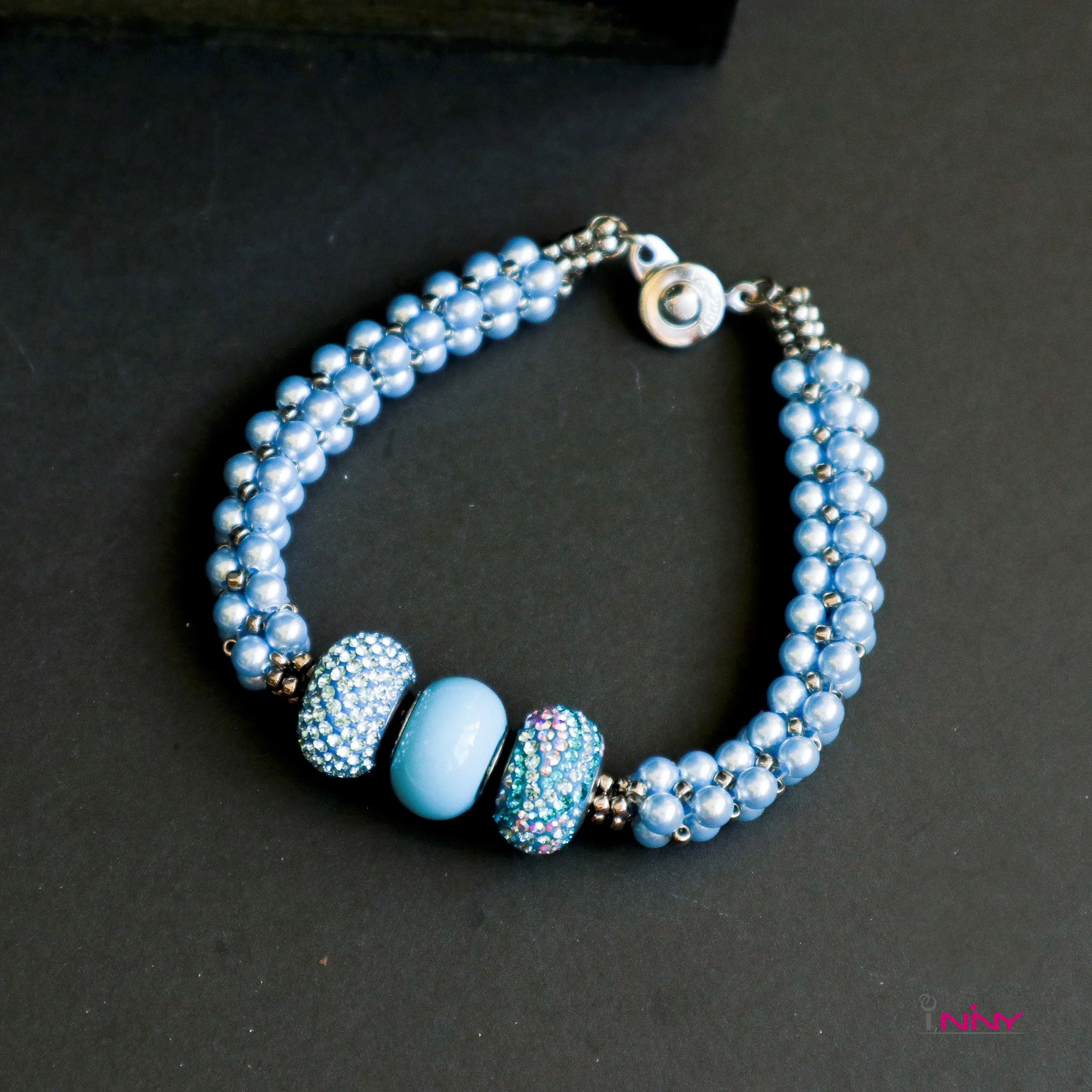 Fun & Delicate Beaded Bracelet with Three Charms