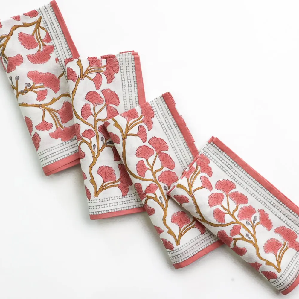 Ginkgo Coral Napkin | Set of 4