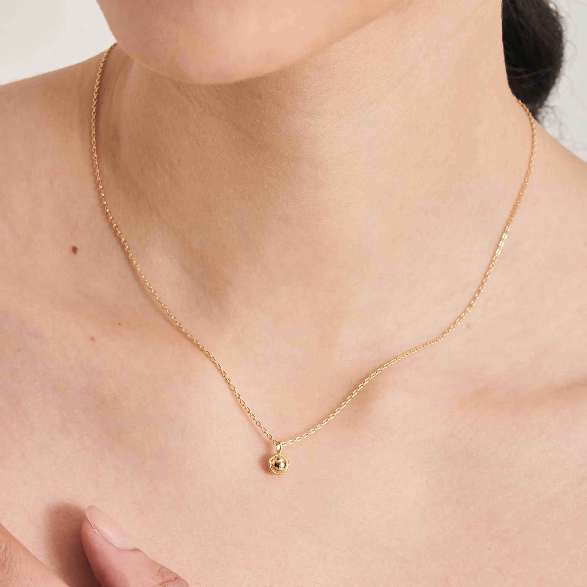 Gold Orb Drop Pendant Necklace