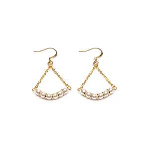 Gold Plated Chain And Pearl French Hook Earrings