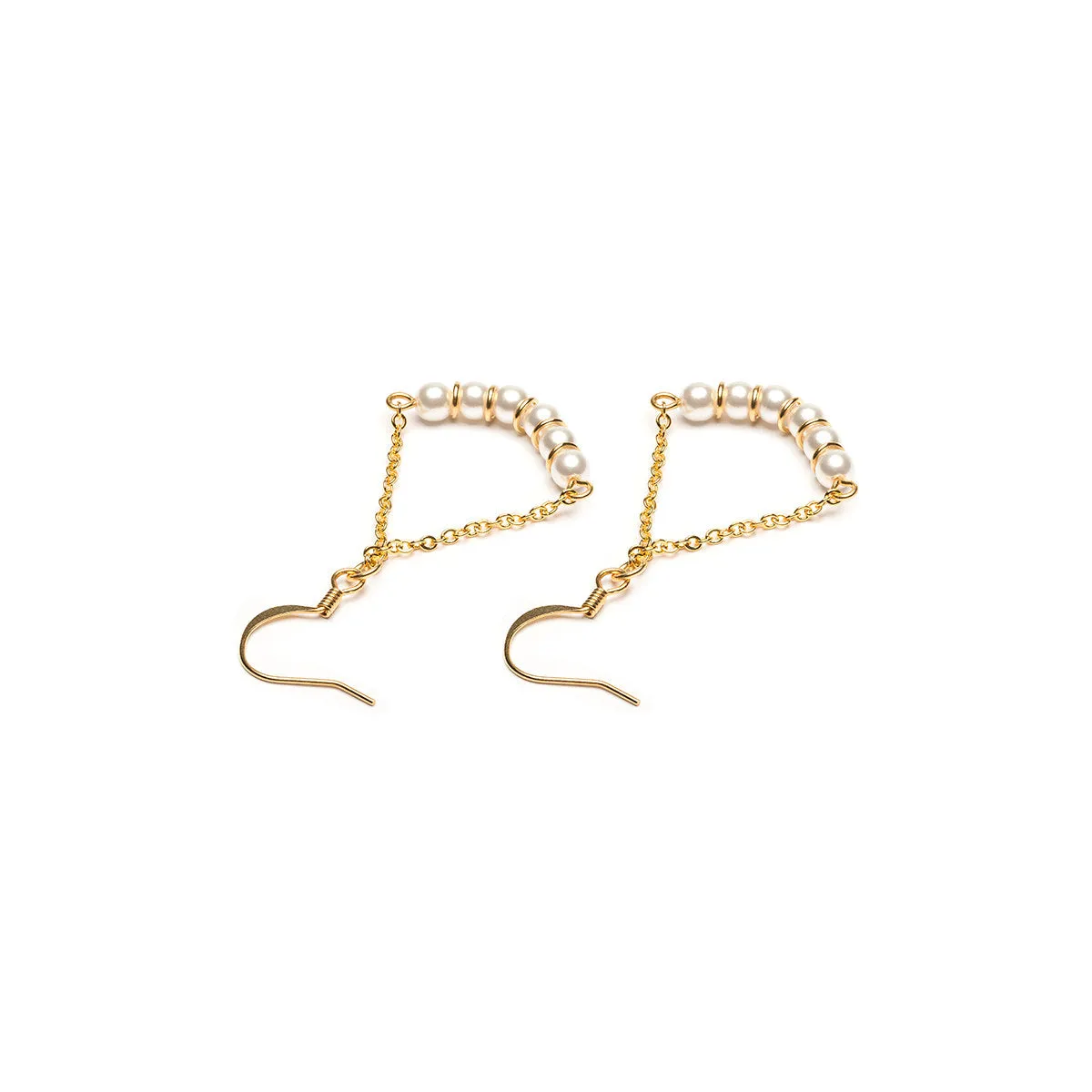 Gold Plated Chain And Pearl French Hook Earrings