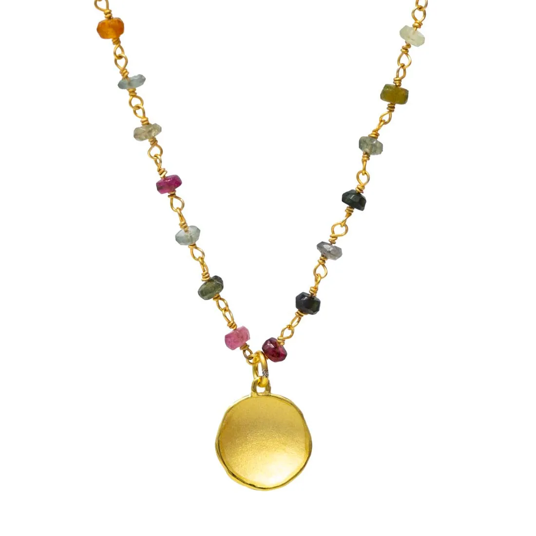 Gold Pod and Stone Necklace