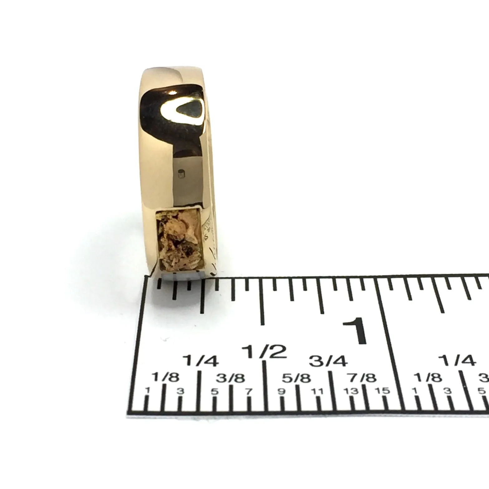 Gold Quartz Ring Rectangle Inlaid Center with Natural Nugget Sides