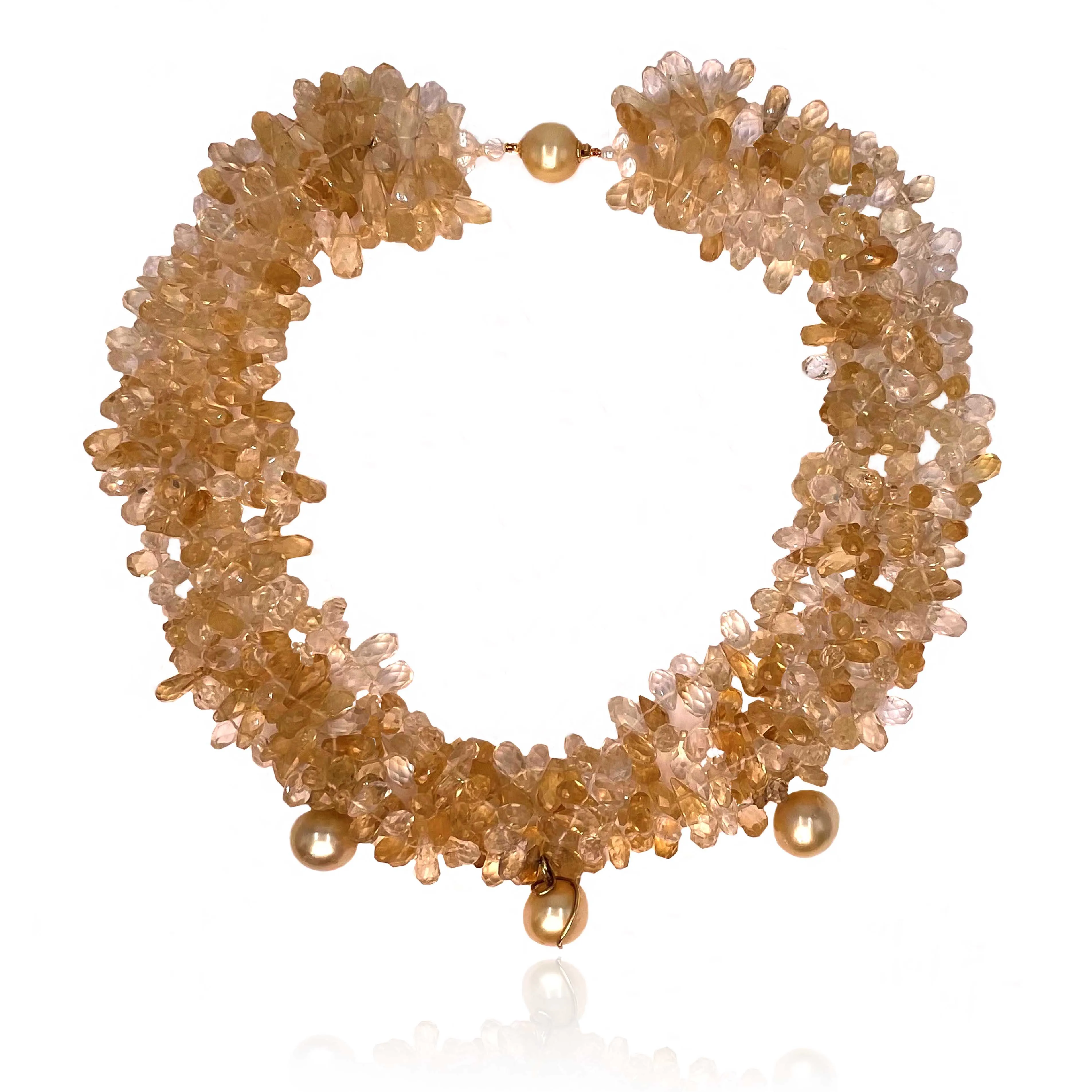 Golden South Sea Baroque Pearl & Citrine 'Coco Coral' Necklace