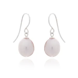 Gratia pink teardrop cultured freshwater pearl earrings