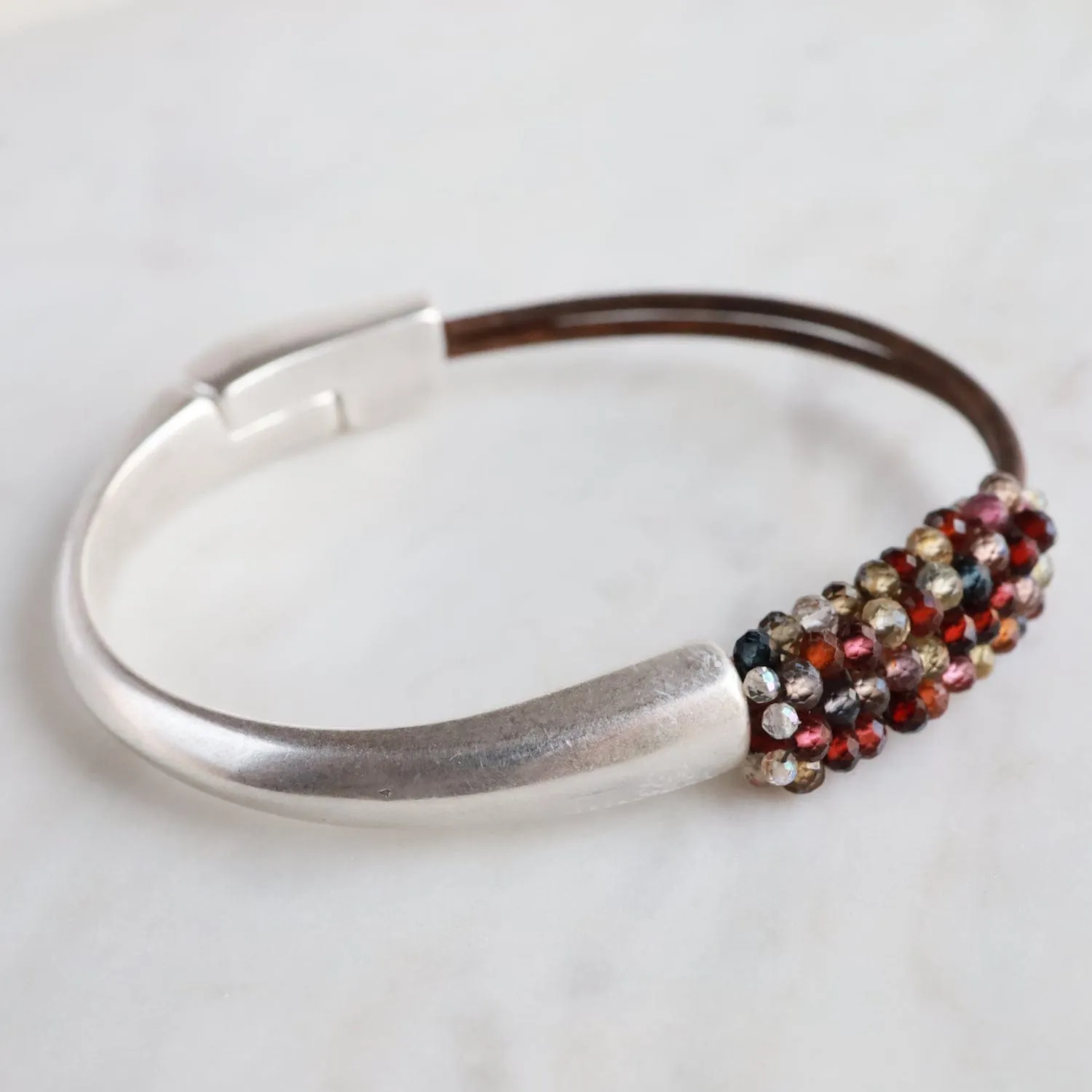 Hand Stitched Multi-Faceted Shaded Spinel Bracelet