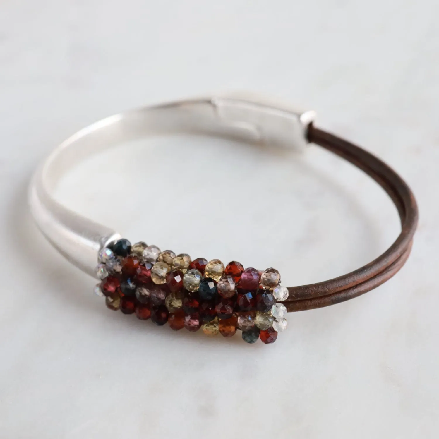 Hand Stitched Multi-Faceted Shaded Spinel Bracelet