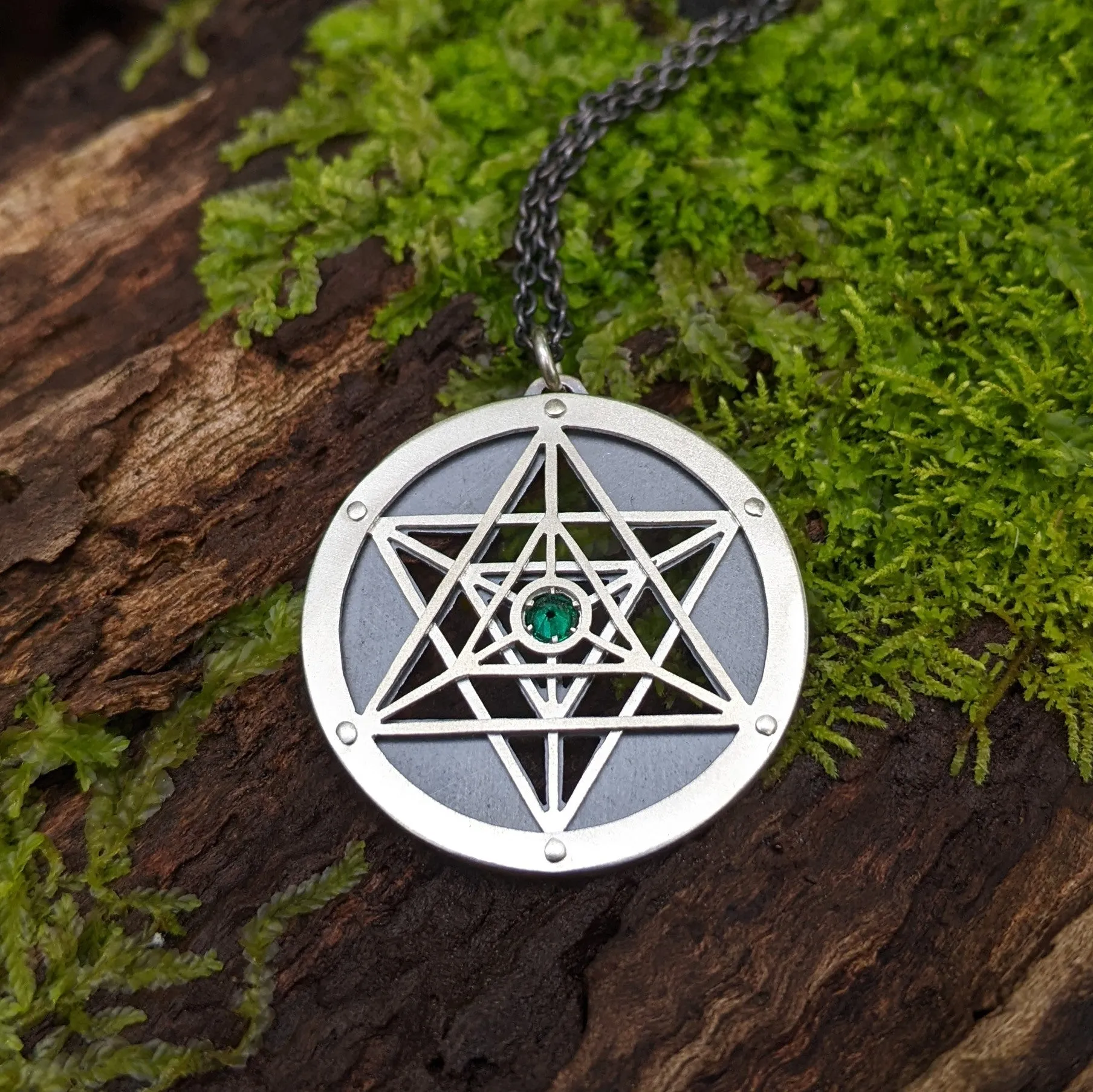 Handcut Emerald Merkaba Pendant