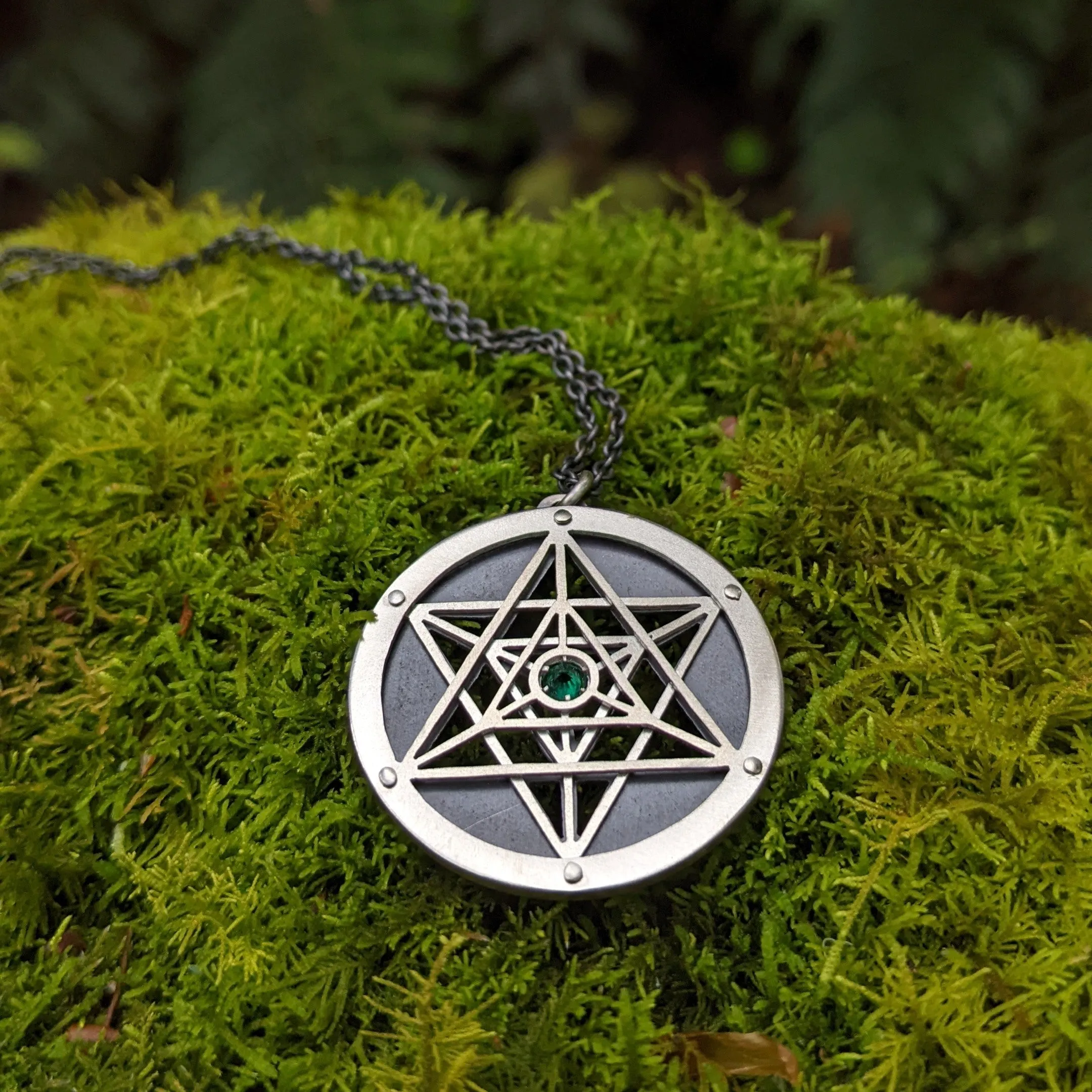 Handcut Emerald Merkaba Pendant