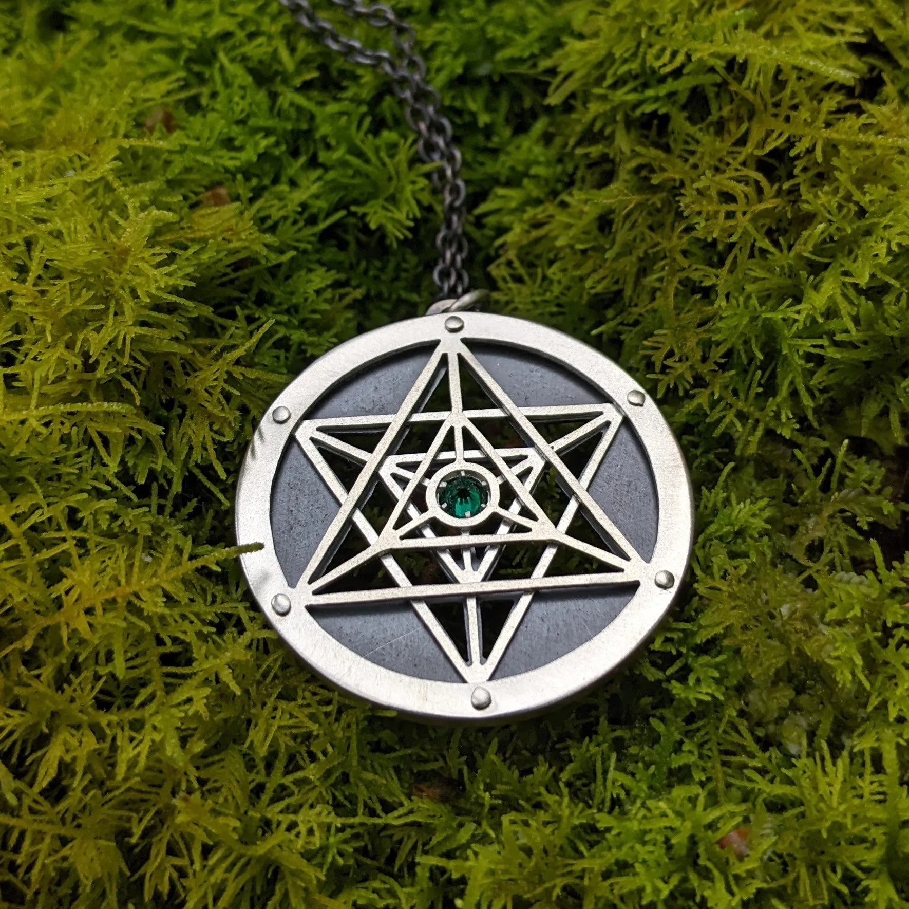 Handcut Emerald Merkaba Pendant