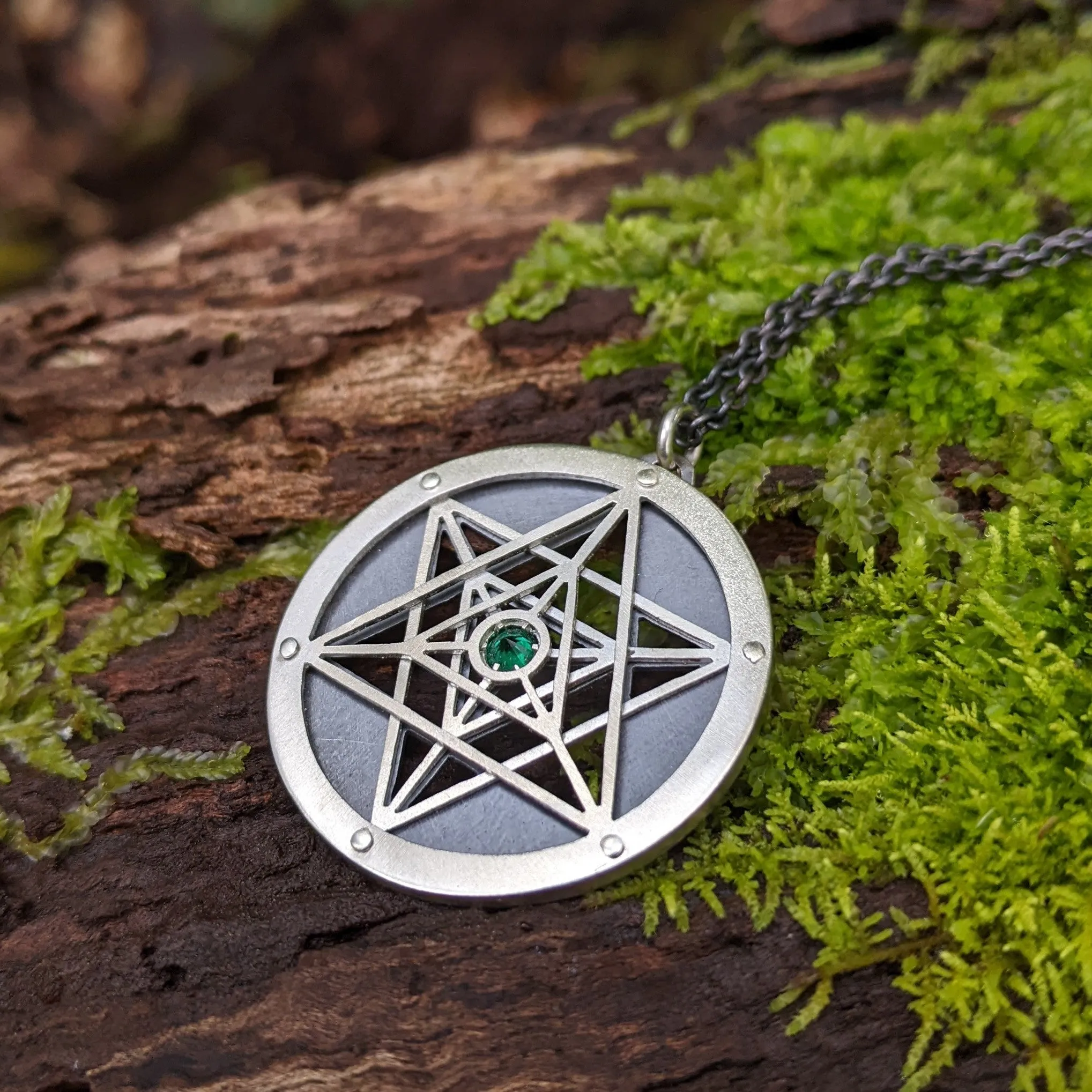 Handcut Emerald Merkaba Pendant