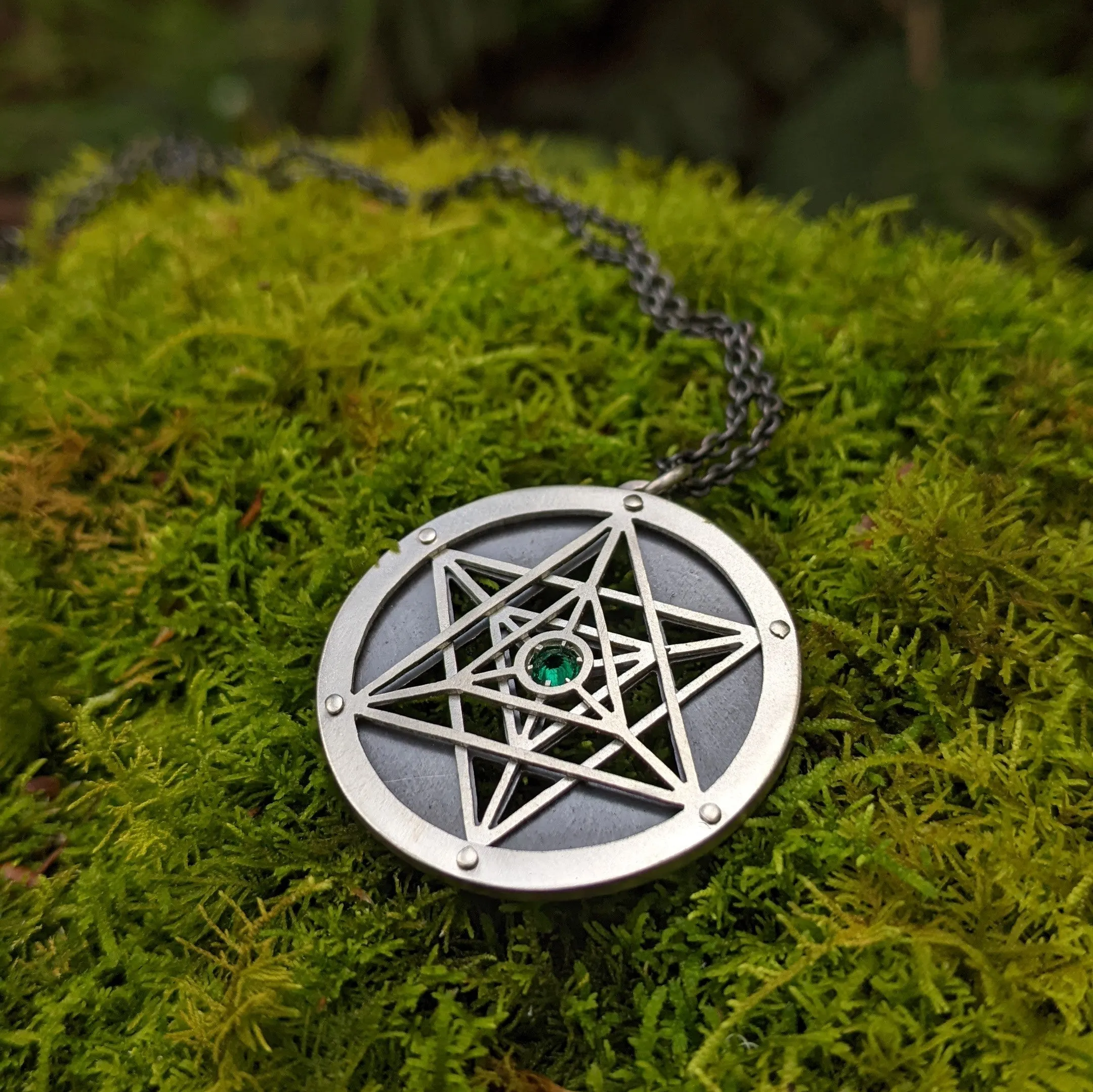 Handcut Emerald Merkaba Pendant