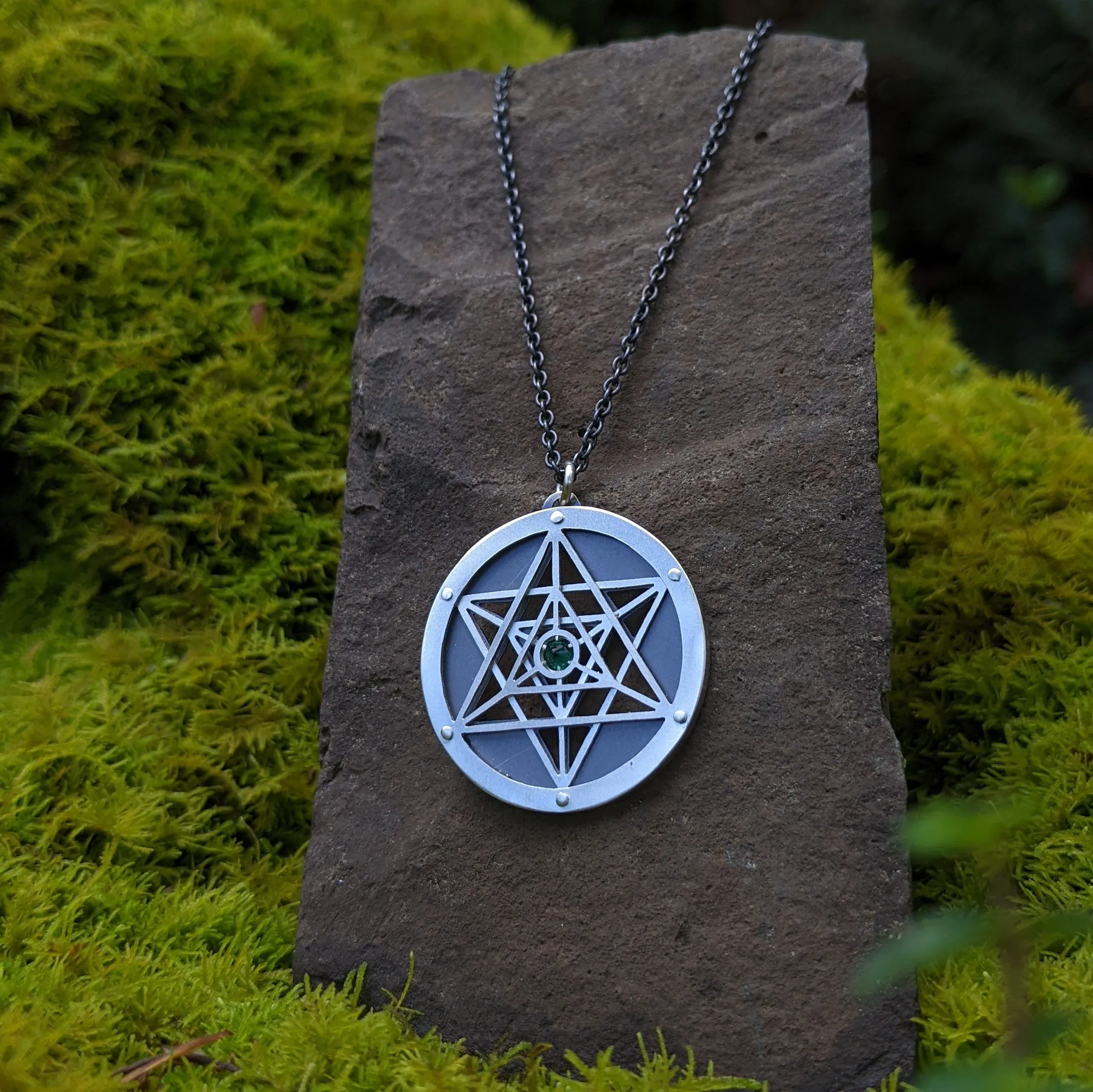 Handcut Emerald Merkaba Pendant