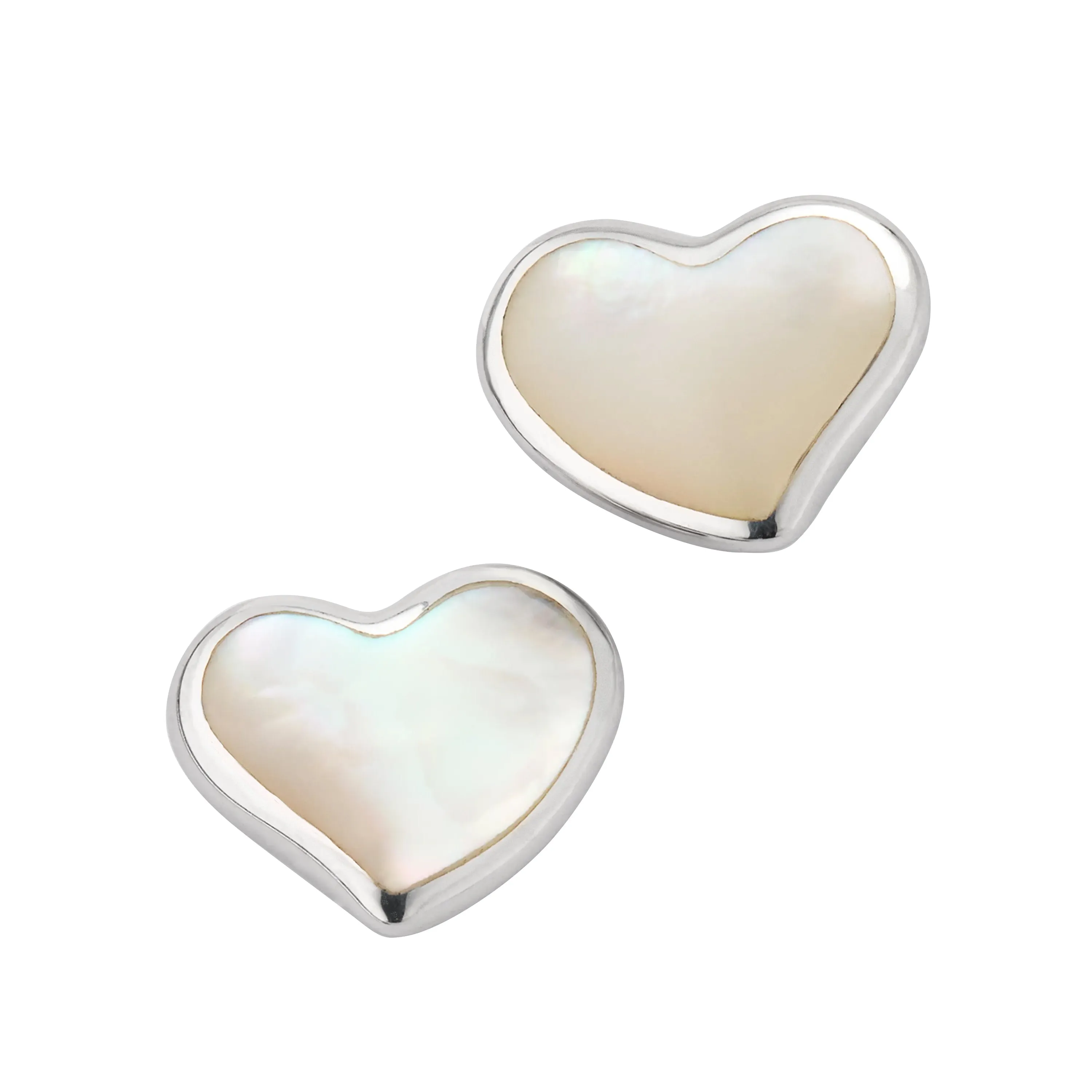 Heart Stud Sterling Silver Gemstone Inlay Earrings