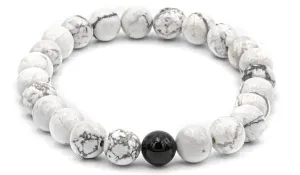 Howlite Gloss & Black Tourmaline Gloss Natural Gemstone Bracelet