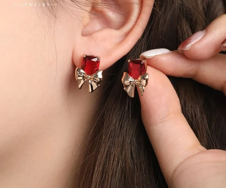 Jewelry Fashion New White Bow Earrings Commuting Versatile Earrings