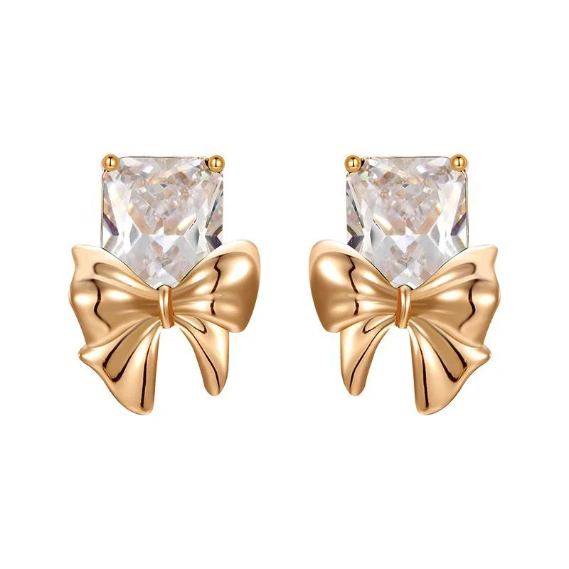 Jewelry Fashion New White Bow Earrings Commuting Versatile Earrings