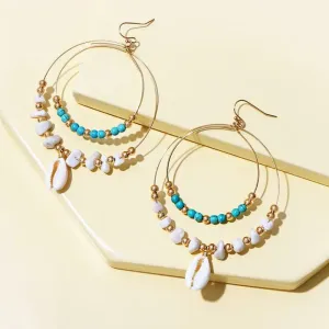 Kezzi Bohemian Turquoise Shell Drop Earrings