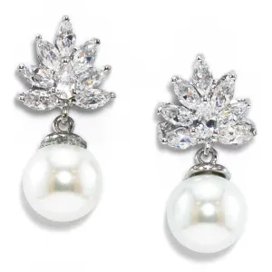 Kinzy Floral Cubic Zirconia and Freshwater Pearl Earring