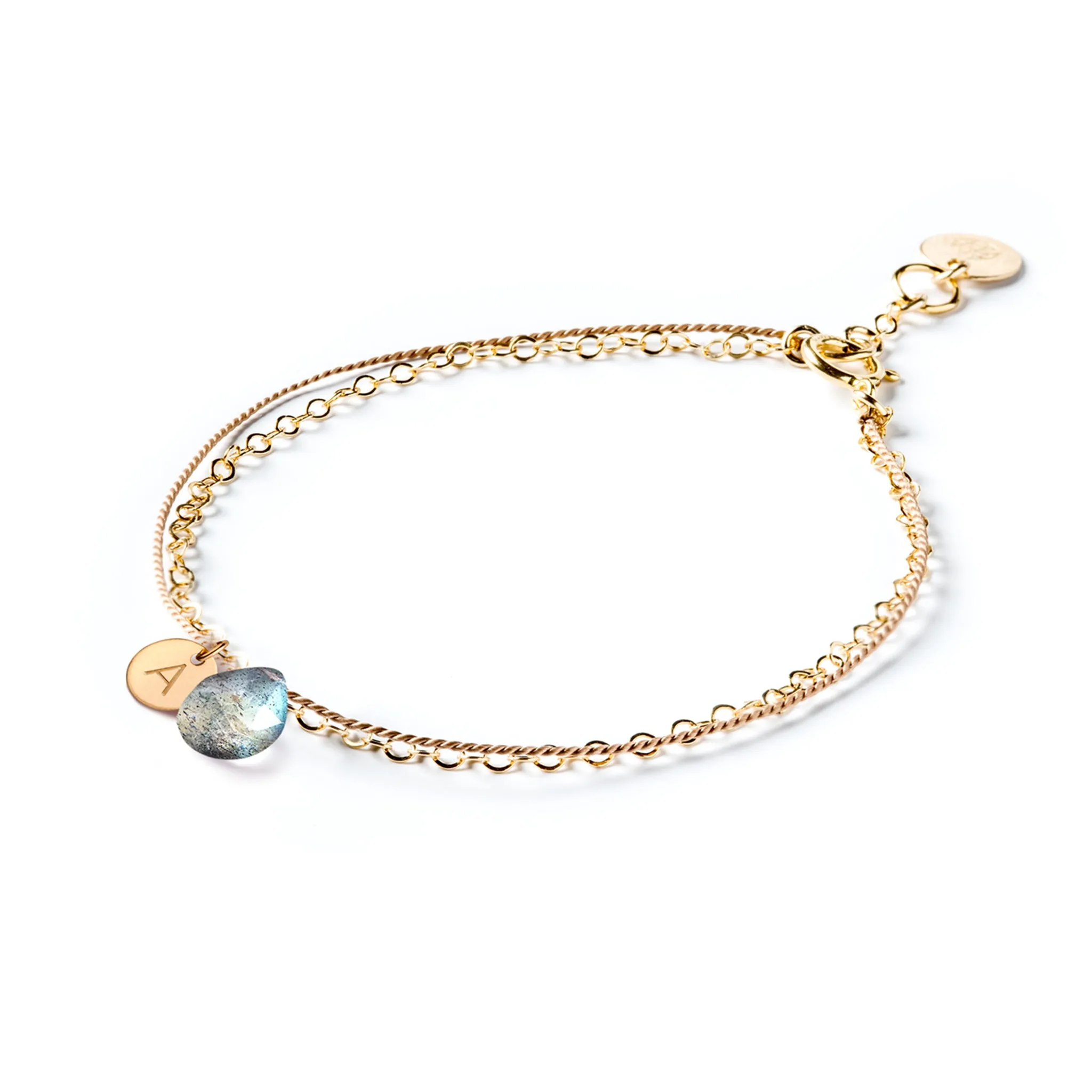 Labradorite Gold and Silk Bracelet