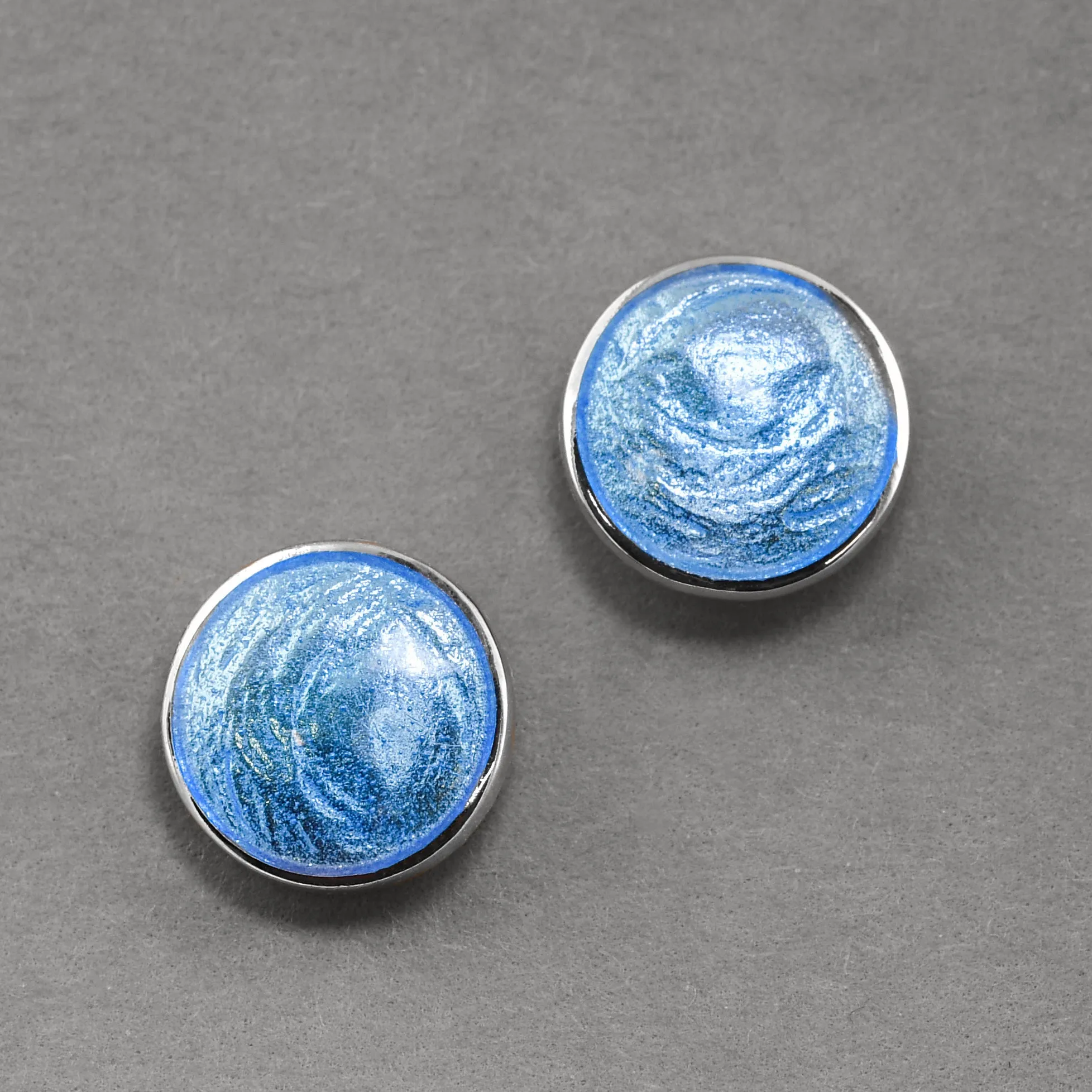 Large Turquoise-Blue Enamel Studs