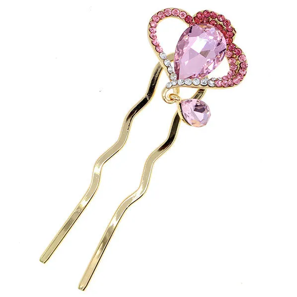 LUX Zircon & Czech Rhinestone Crown Small 2-Prong Bridal Hair Stick Fork