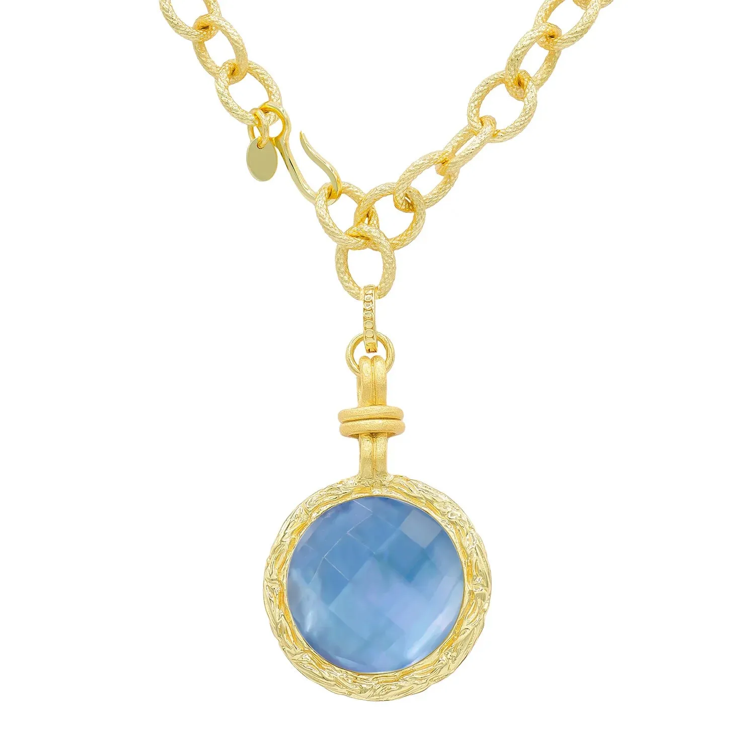 Marcia Moran Bay Pendant-Lemon Quartz, Tanzanite, Mother of Pearl-Aqua