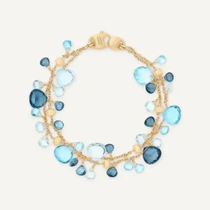 Marco Bicego Paradise 18k Gold Blue Topaz Double-Strand Gemstone Bracelet