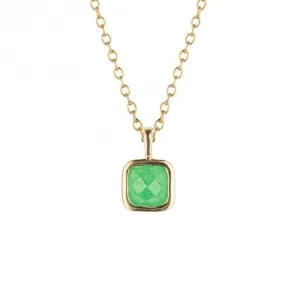 May Birthstone Green Quartz Gold Plated Silver Necklace N4510