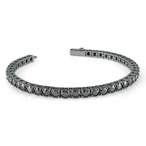 MEN'S GUNMETAL STEEL AND BLACK CUBIC ZIRCONIA TENNIS BRACELET