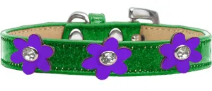 Metallic Flower Ice Cream Collar Emerald Green With Metallic Purple Flowers Size 14