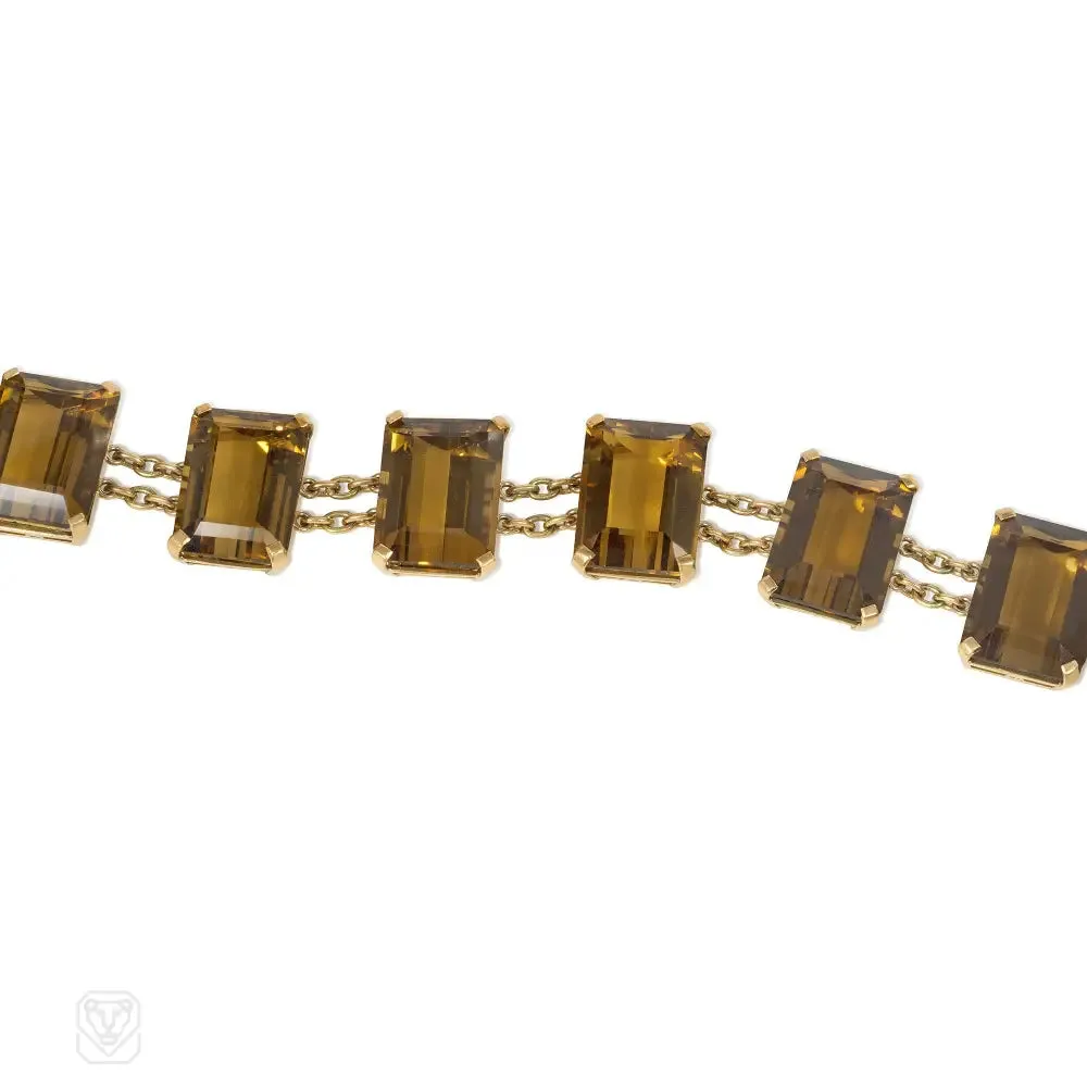 Mid-Century gold and citrine bracelet