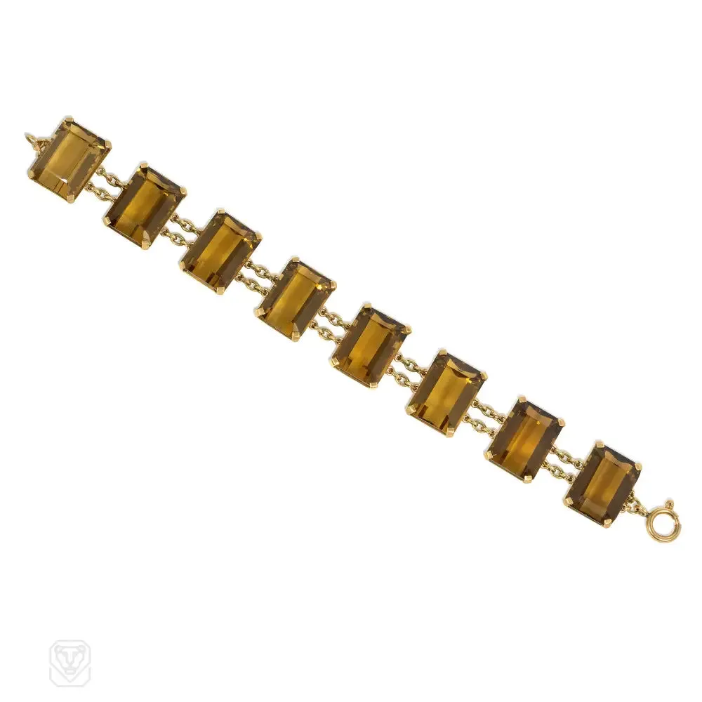 Mid-Century gold and citrine bracelet