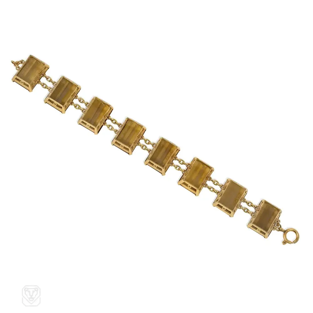 Mid-Century gold and citrine bracelet