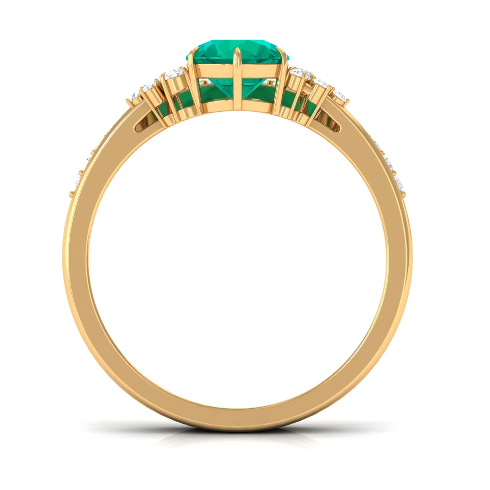 Minimal Emerald and Diamond Bridal Ring Set